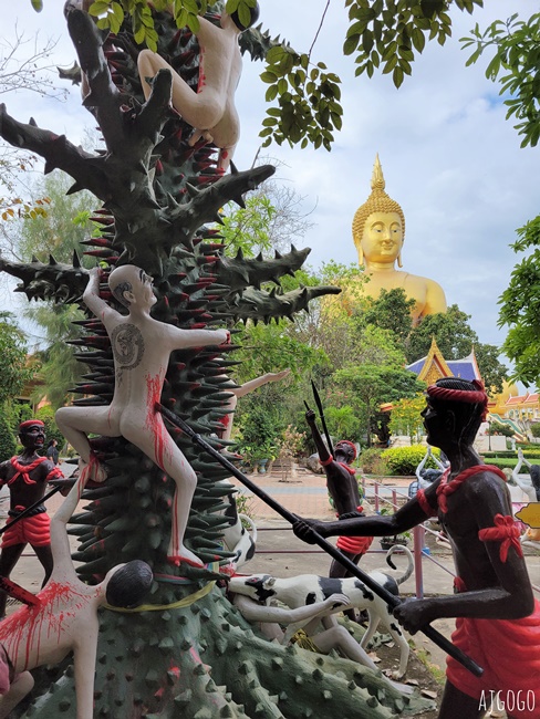 泰國旅遊 泰國最高佛像 Wat Muang 紅統廊曼寺的巨大金佛