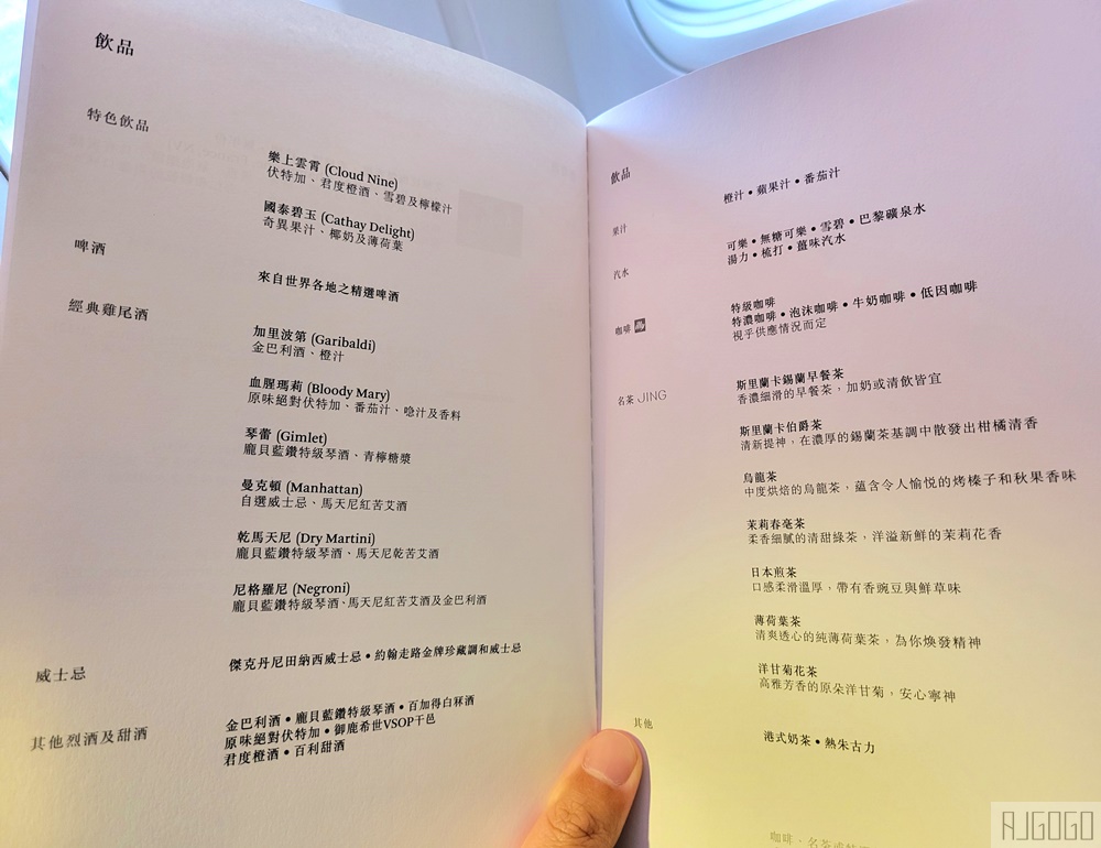 國泰航空商務艙 台北桃園-香港 A330商務艙飛機餐