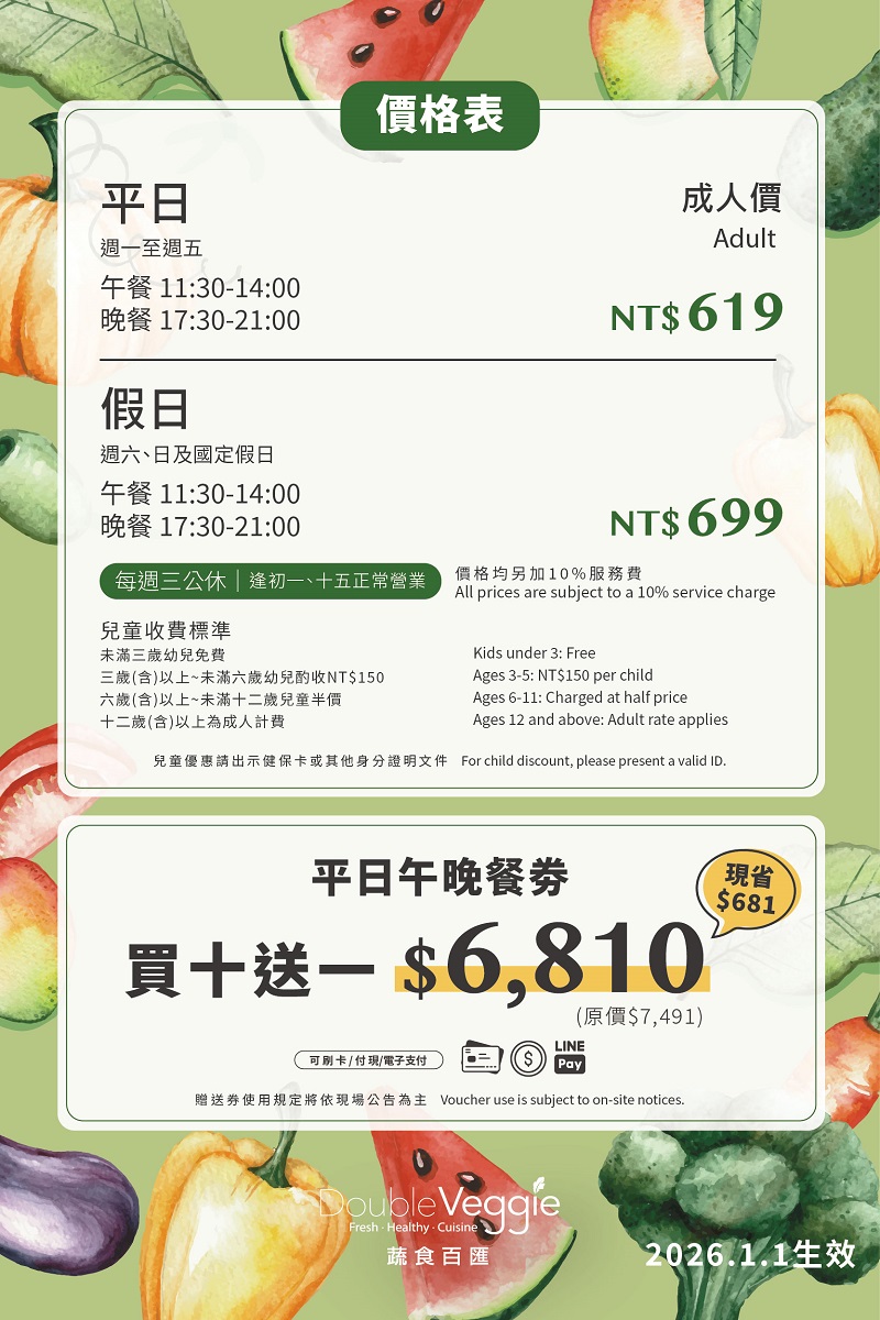 2026高雄美食 素食吃到飽 蔬食百匯 Double Veggie 假日午餐 捷絲旅高雄站前館